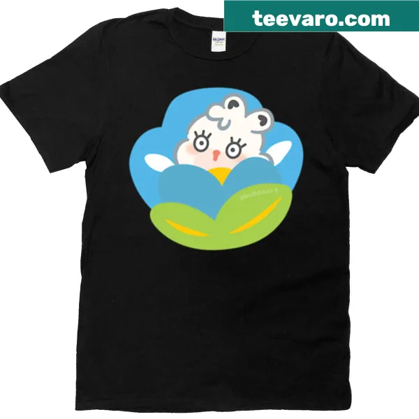 Cute cartoon rabbit with floral design on t-shirt