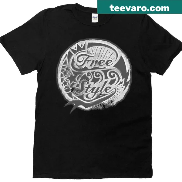 Bold typography design with 'Free Style' text on T-shirt
