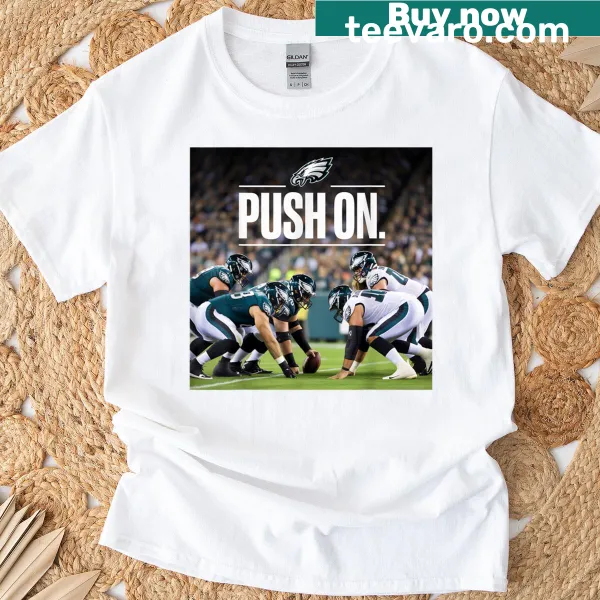 Funny couple T-shirt with 'Eagles Push On' design.