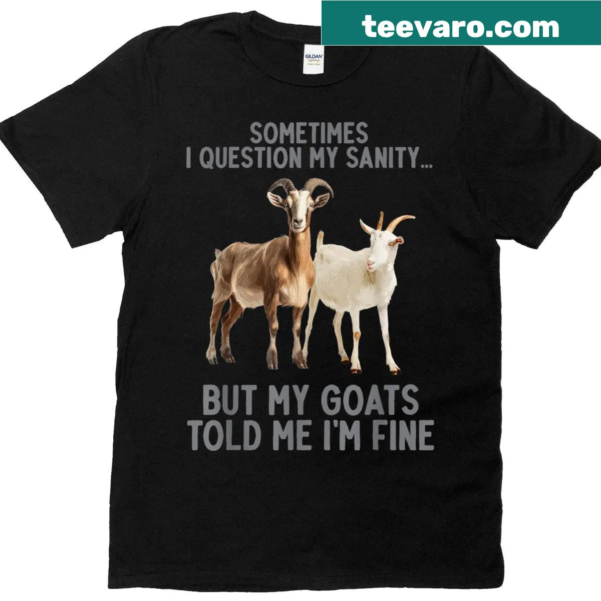 Humorous goat graphic on a funny t-shirt for goat lovers. — on a men's t-shirt