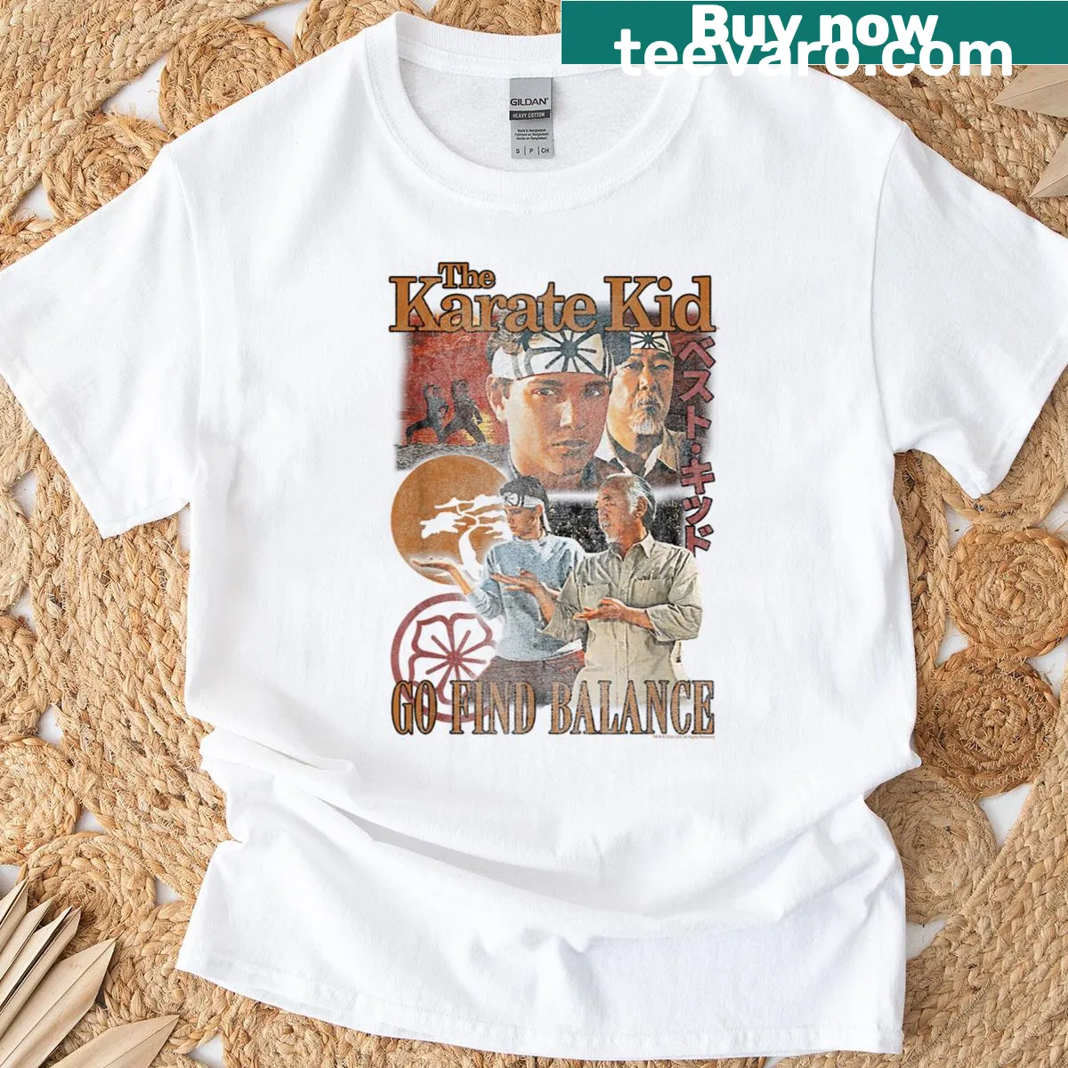 Vintage photo collage T-shirt with balance theme. — on a men's t-shirt