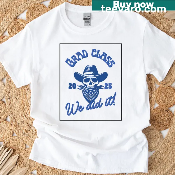Skull cowboy graphic on Graduation 2025 t-shirt