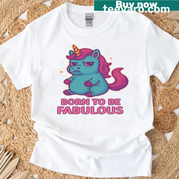 Cute t-shirt featuring a grumpy unicorn with a humorous message