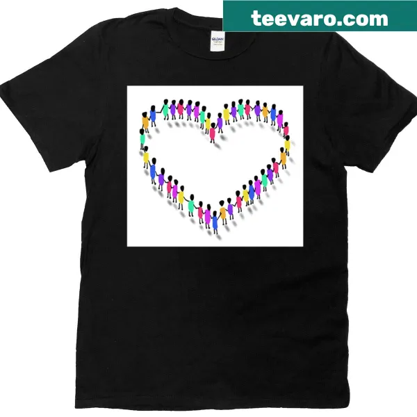 Hand holding a heart design on a premium t-shirt
