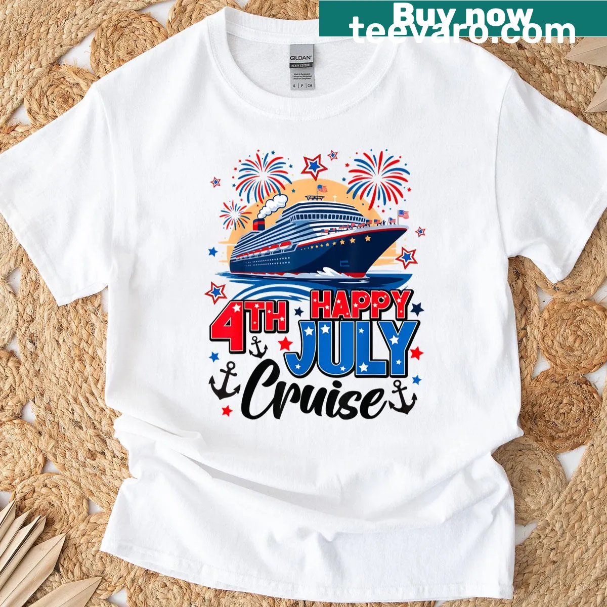 Patriotic t-shirt for family matching on the Fourth of July — on a men's t-shirt
