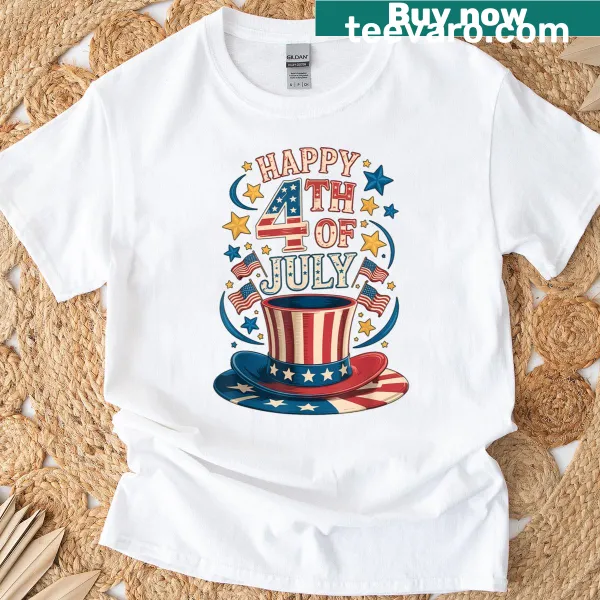Patriotic T-shirt featuring American flag design for men, women, and kids