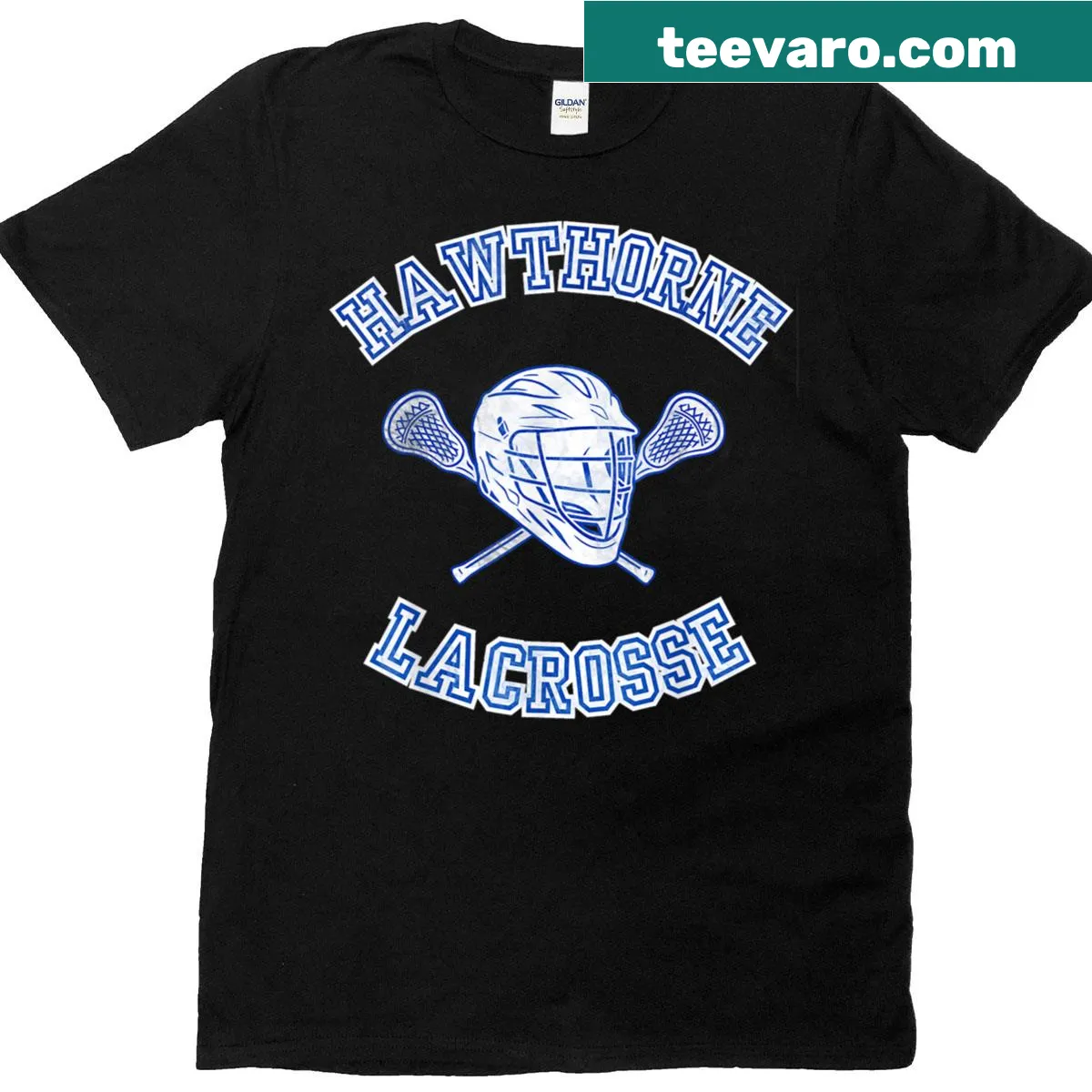 Vintage-style lacrosse design for Hawthorne Lax 2025 — on a men's t-shirt
