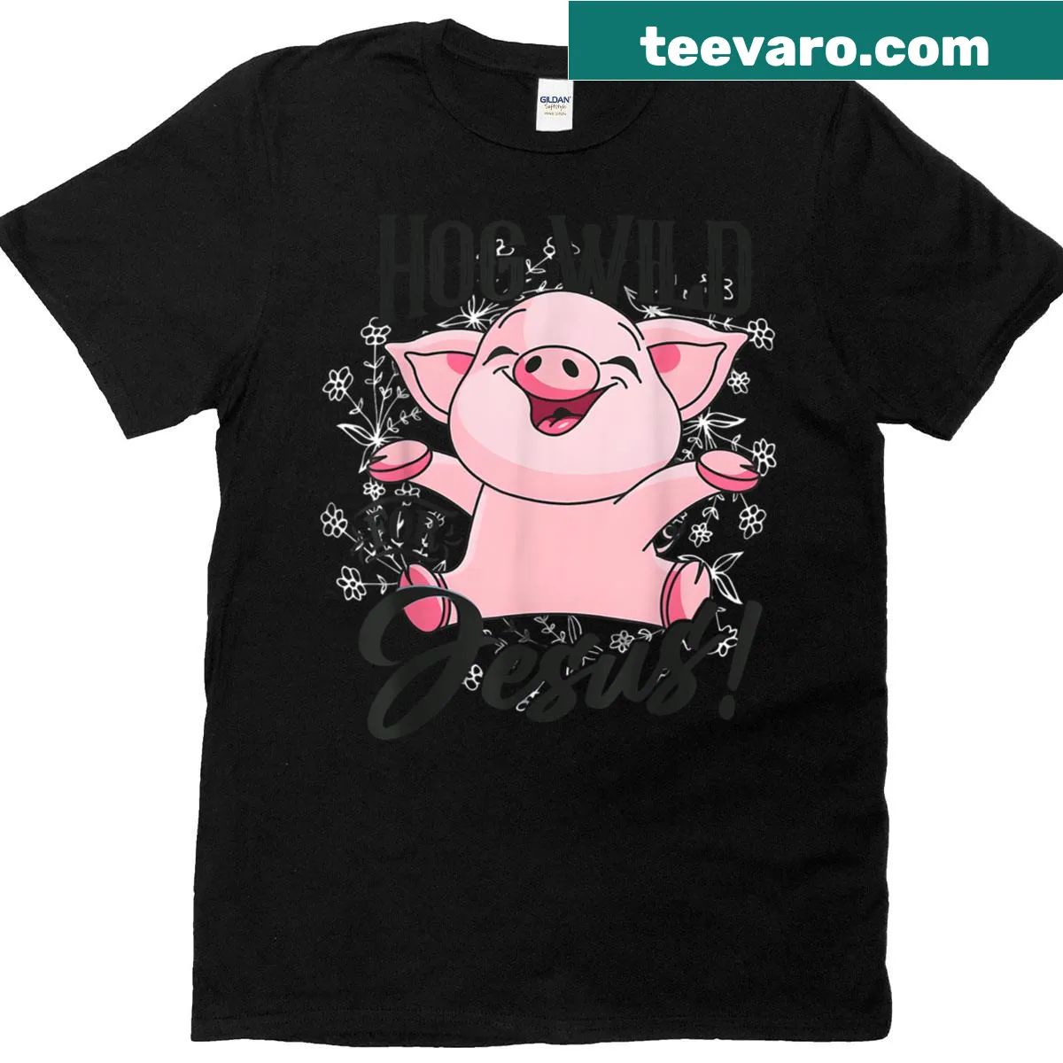 Cute T-shirt with 'Wild For Jesus' cartoon graphic — on a men's t-shirt
