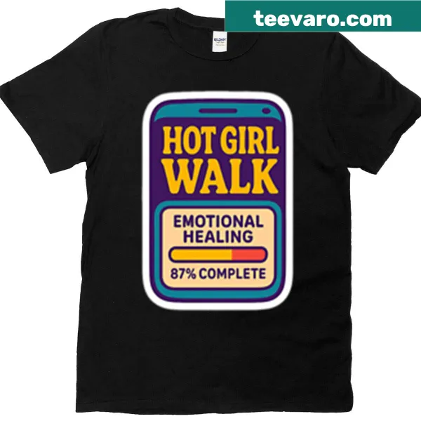 Motivational Hot Girl Walk graphic T-shirt for fitness enthusiasts