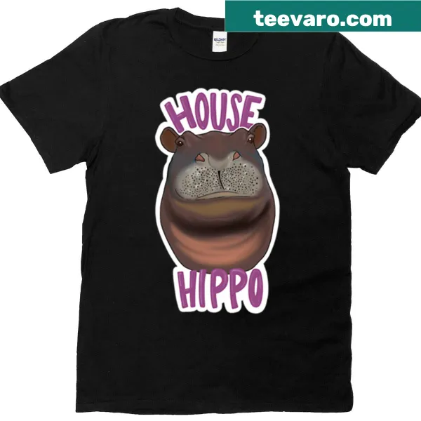 Cute house hippo dog graphic T-shirt for dog lovers
