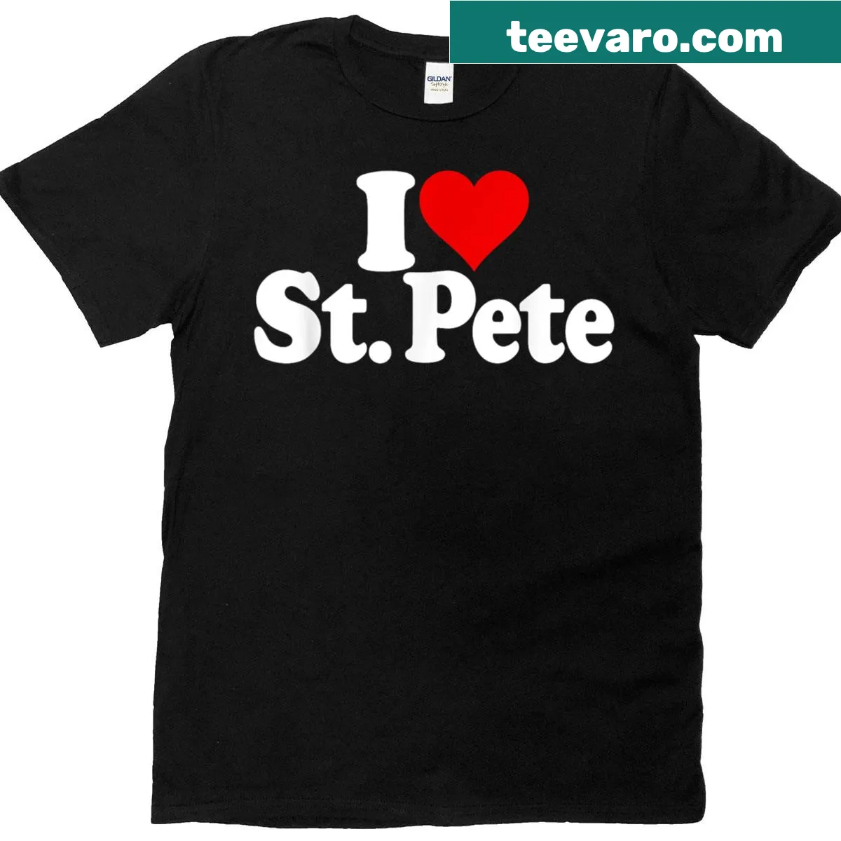 Heart graphic with 'I Love St Pete' text T-shirt — on a men's t-shirt