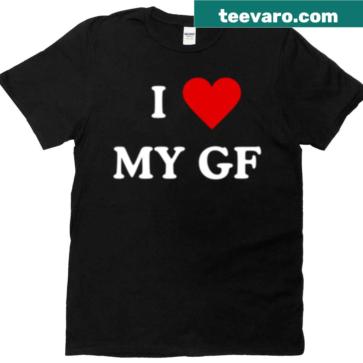 T-shirt with 'I Love My Girlfriend' printed text — on a men's t-shirt