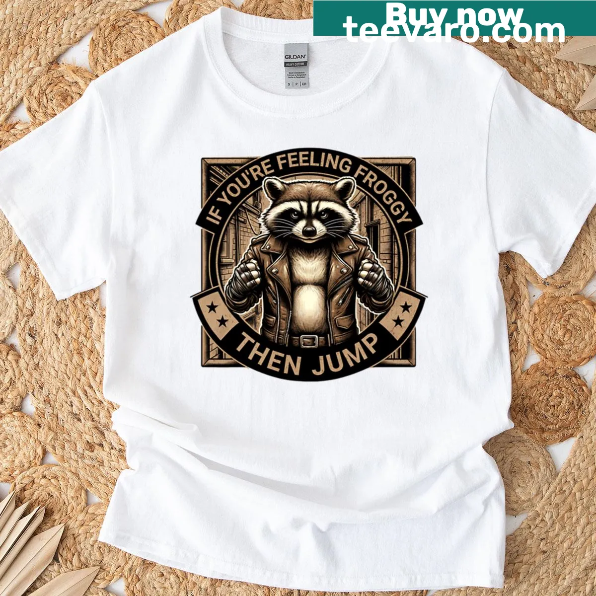 Oversized T-shirt with the playful phrase 'If You Are Feeling Froggy' — on a men's t-shirt