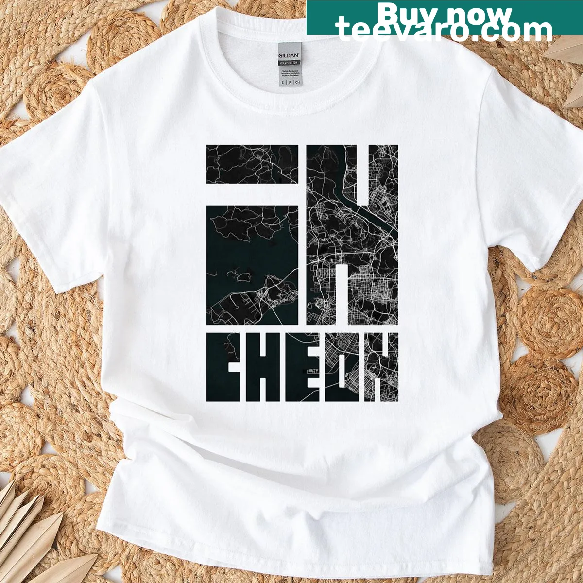 Silhouette of Incheon City map on a T-shirt — on a men's t-shirt