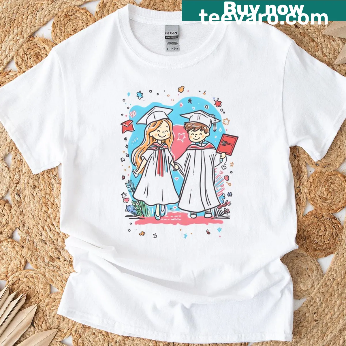 T-shirt with 'Jump For Joy!' text for graduation — on a men's t-shirt