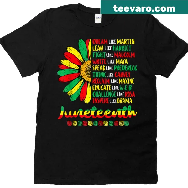 Juneteenth T-shirt with sunflower and June 19th date