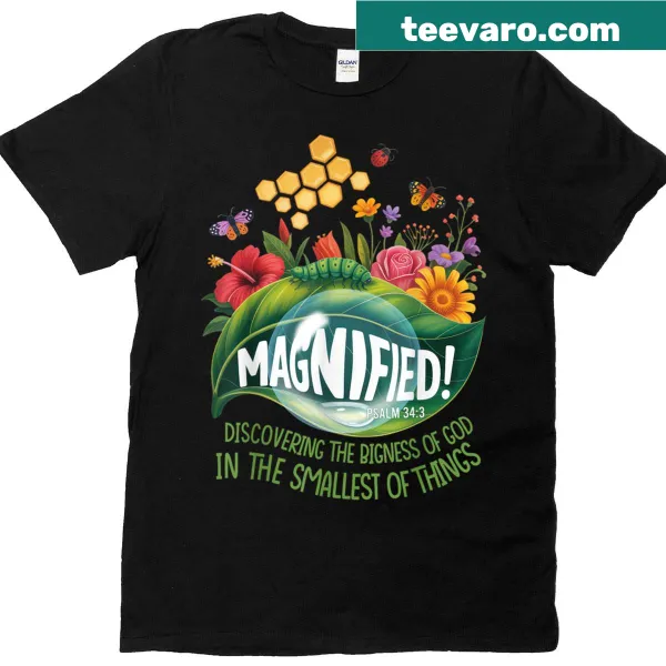 Illustrated T-shirt with magnified insects design