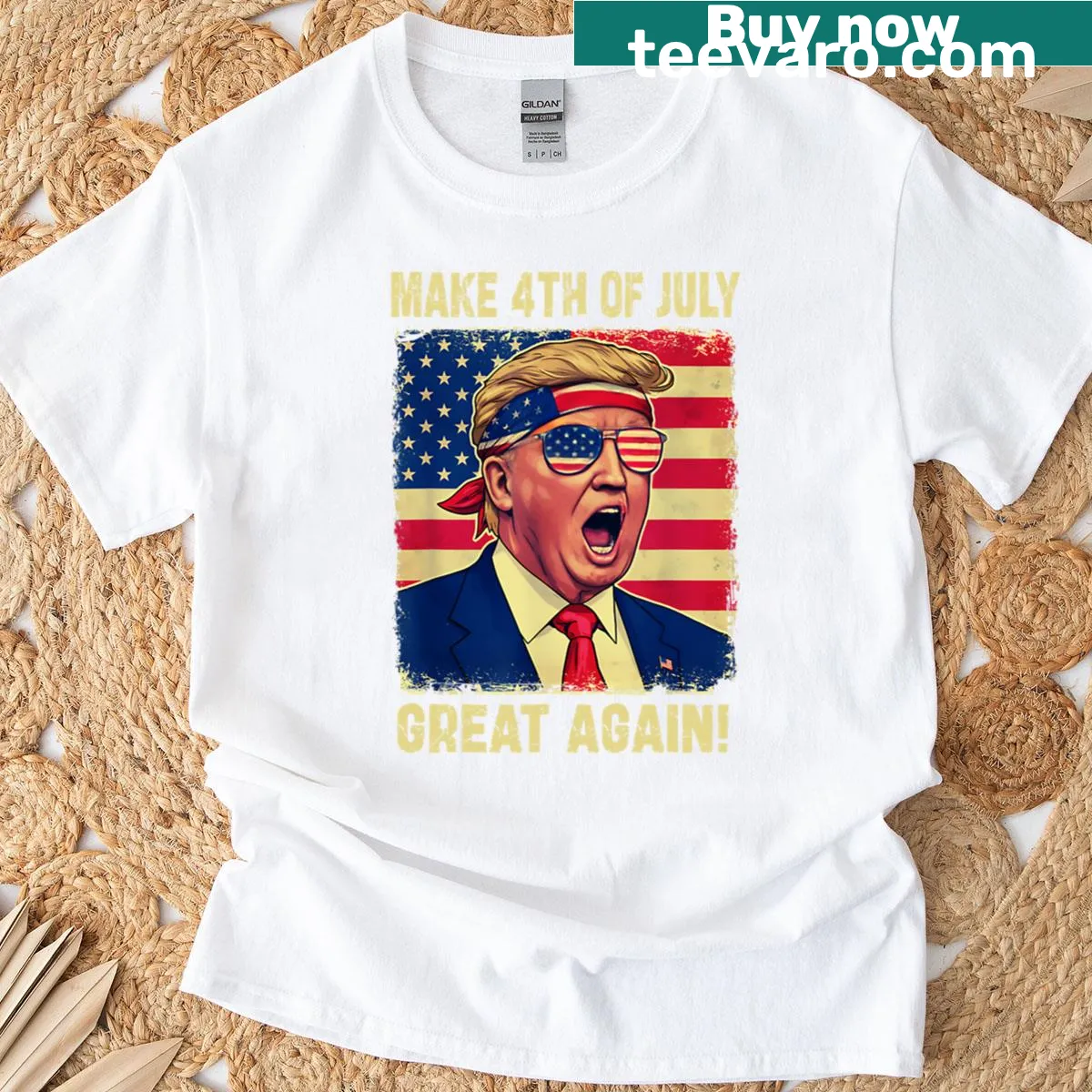 Patriotic 4th of July themed T-shirt — on a men's t-shirt