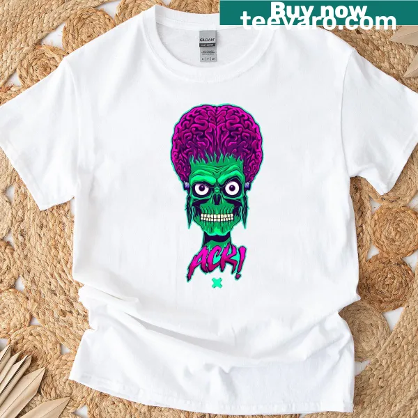 Dynamic 'Mars Attacks' graphic featuring iconic Martians on a t-shirt