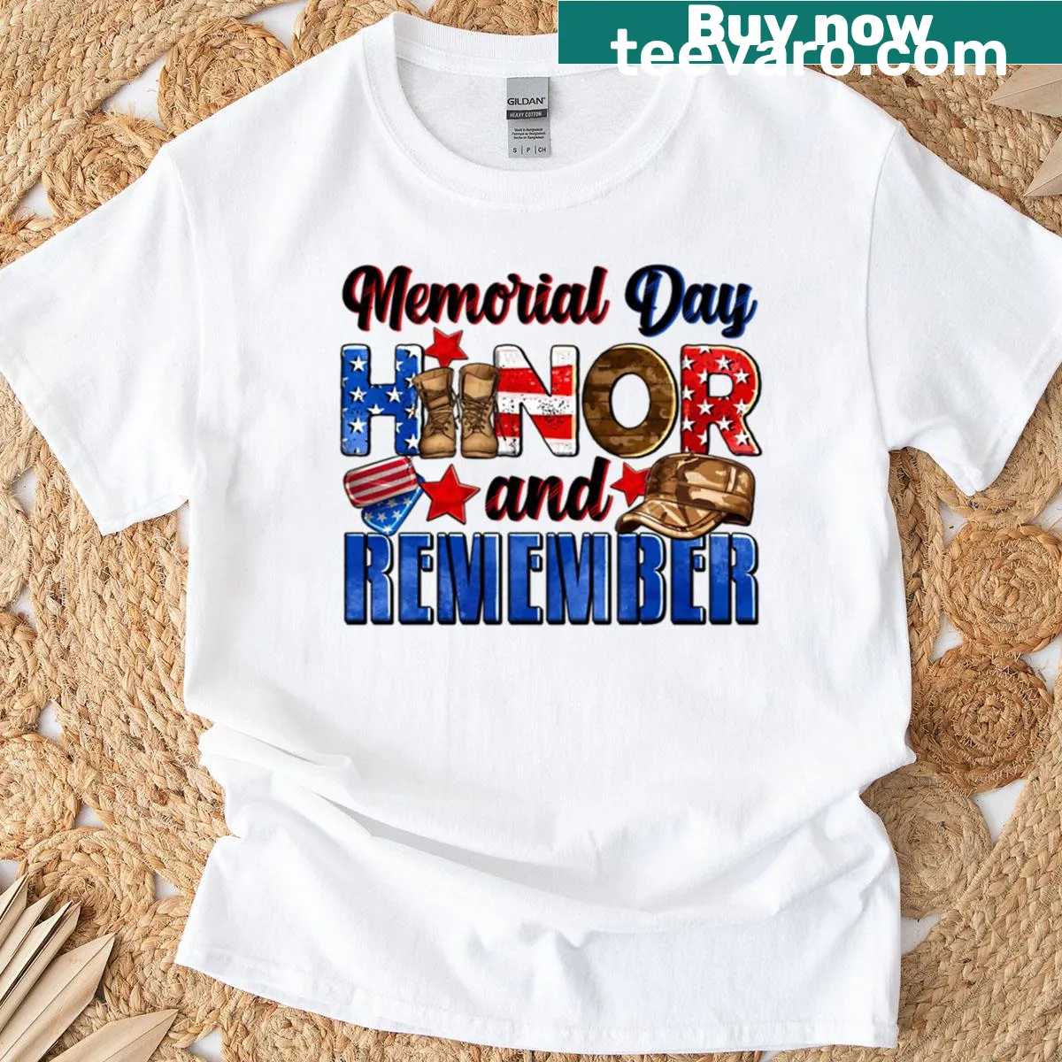 Patriotic Memorial Day T-shirt honoring military personnel. — on a men's t-shirt