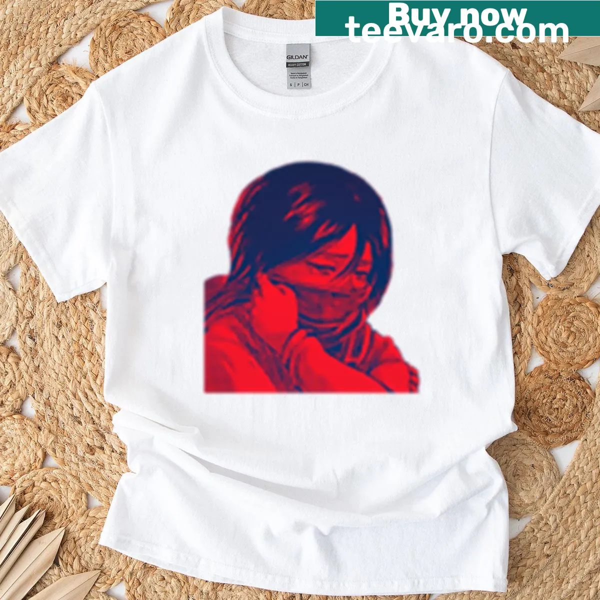 Mikasa Ackerman T-shirt with graphic from Attack on Titan — on a men's t-shirt