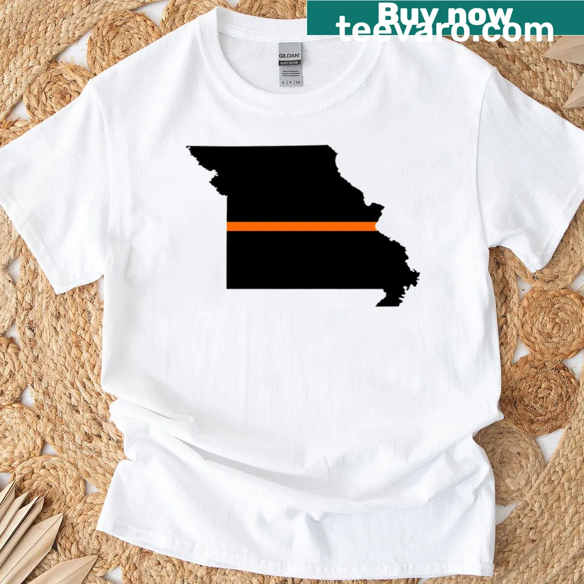 Missouri Thin Orange Line T-shirt with an orange line graphic — on a men's t-shirt
