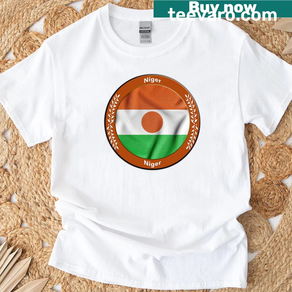 Boxy t-shirt with bold typography representing Niger — on a men's t-shirt