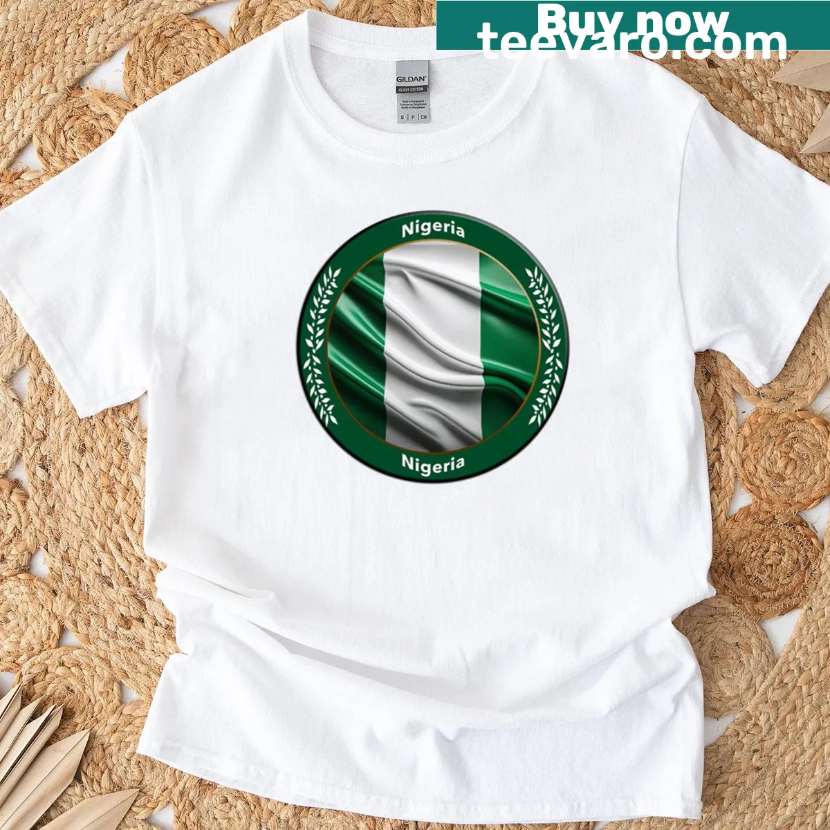 Oversized t-shirt featuring bold typography representing Nigeria — on a men's t-shirt