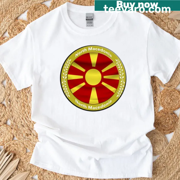 T-shirt featuring a graphic design representing North Macedonia