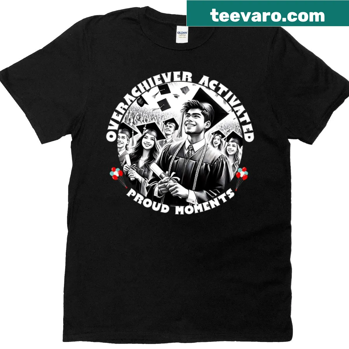 Motivational graduation shirt with bold text — on a men's t-shirt