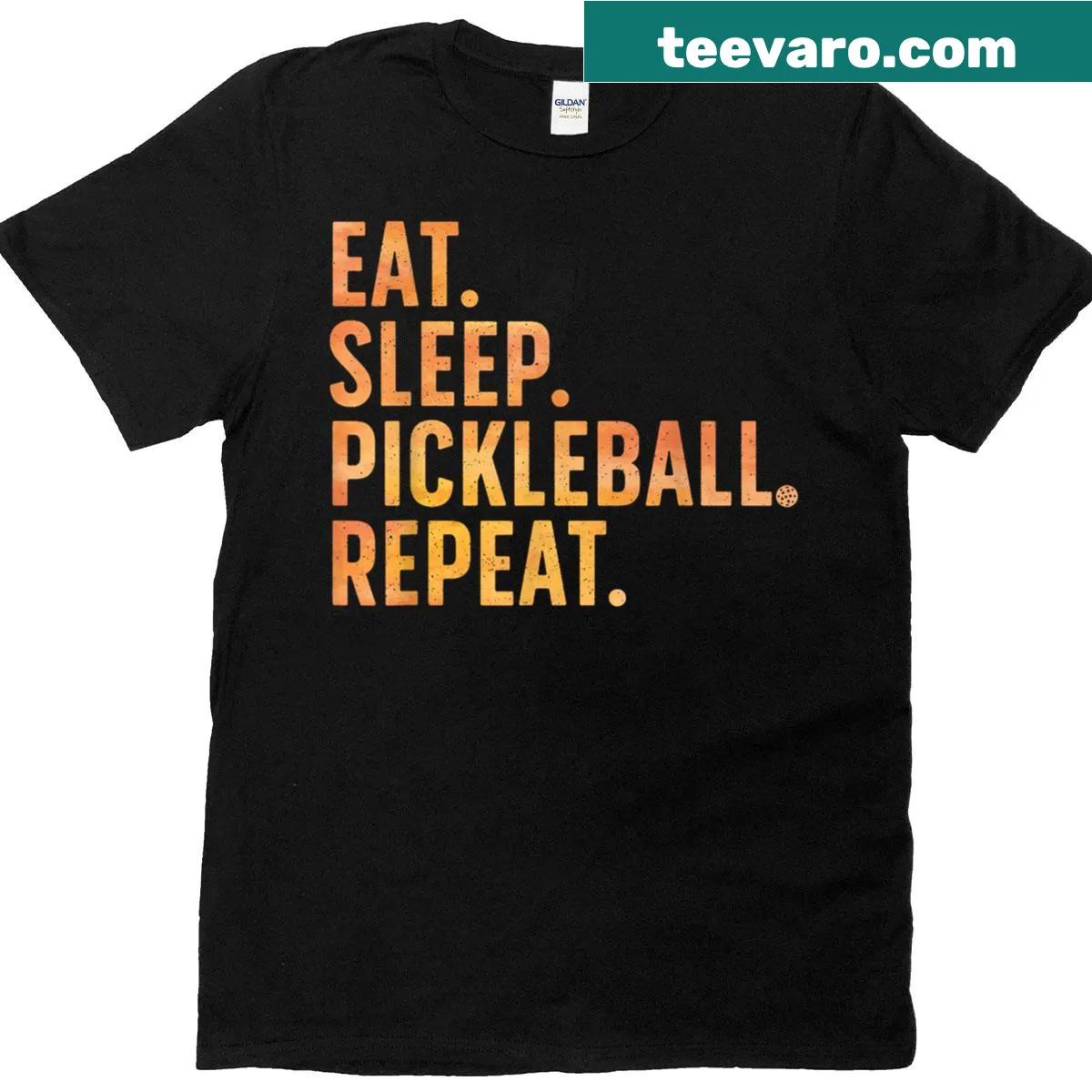 Cartoon-style pickleball art t-shirt for pickleball enthusiasts — on a men's t-shirt