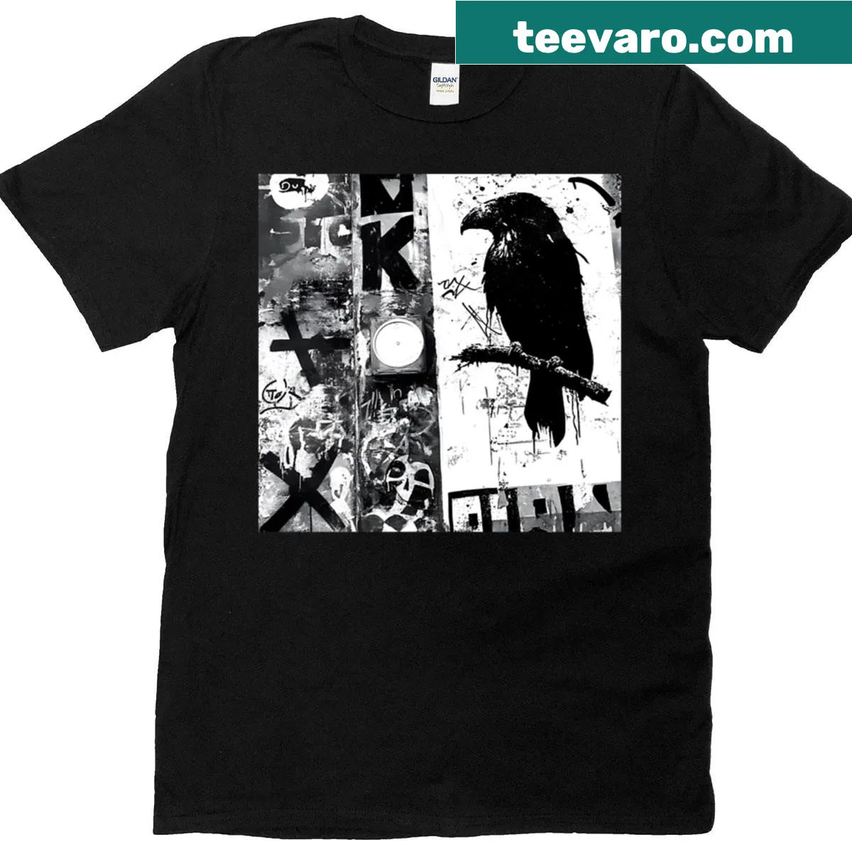 Urban grunge design with abstract drops on a T-shirt — on a men's t-shirt