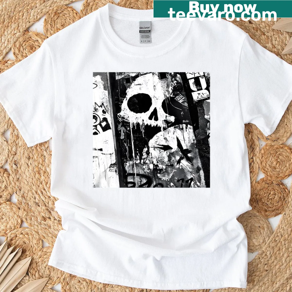 Grunge-inspired blank t-shirt designed for personalization in urban style — on a men's t-shirt