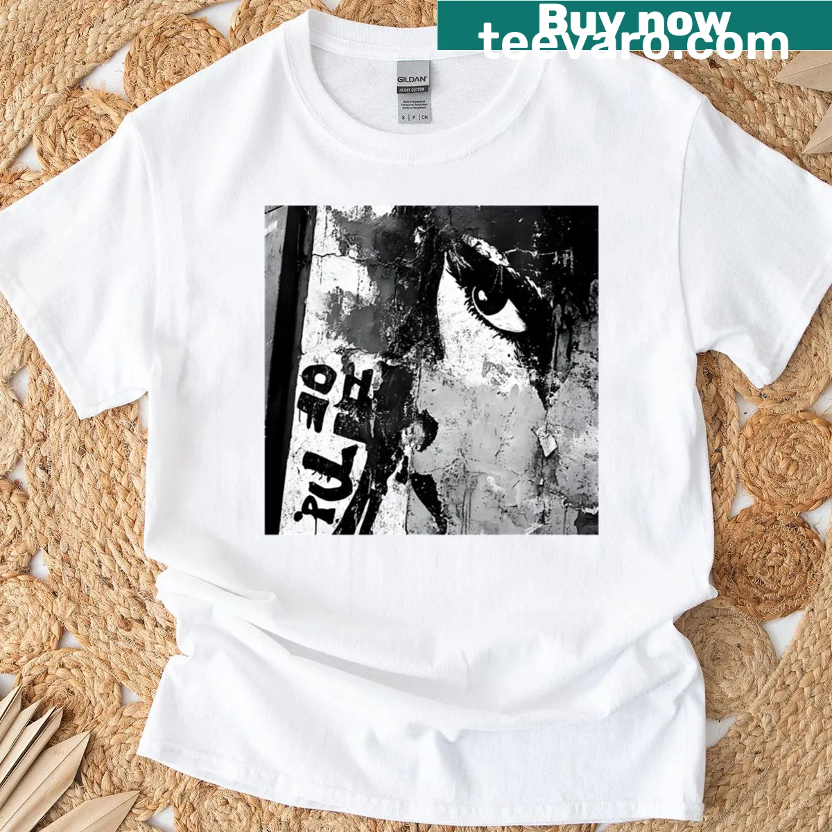 Graffiti-inspired design on urban grunge T-shirt — on a men's t-shirt