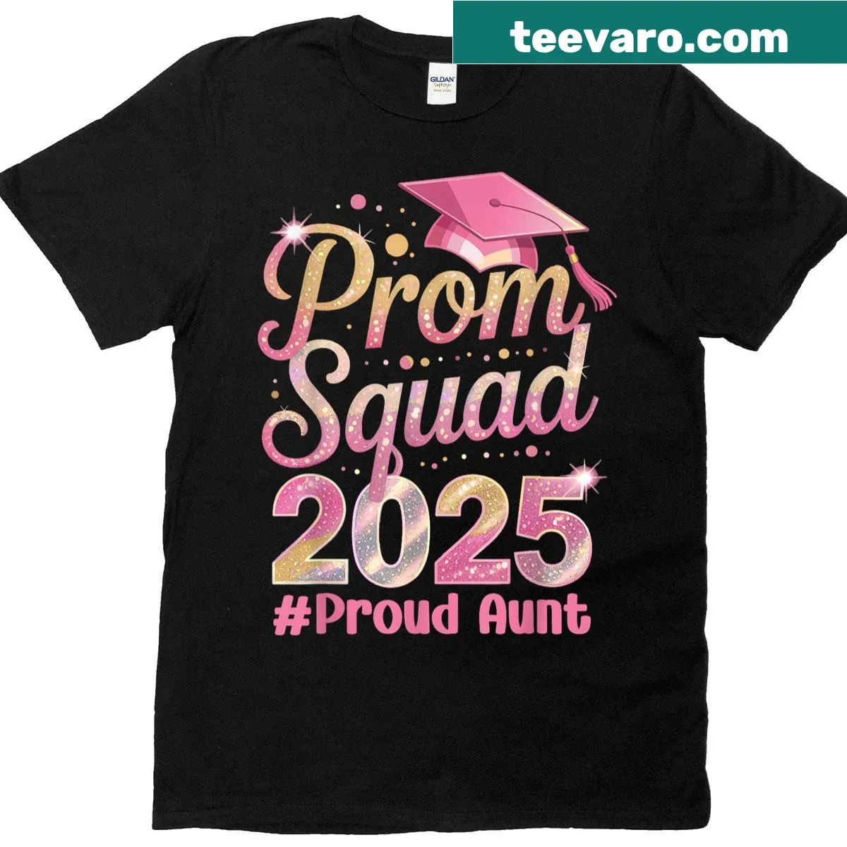 T-shirt for proud aunts featuring 'Prom Squad 2025' design — on a men's t-shirt