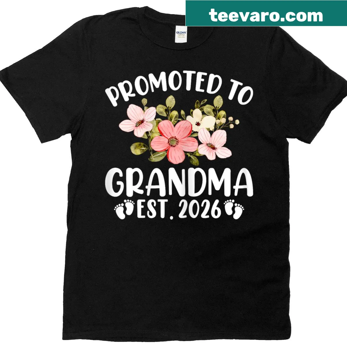 Floral T-shirt celebrating becoming a grandma for the first time — on a men's t-shirt
