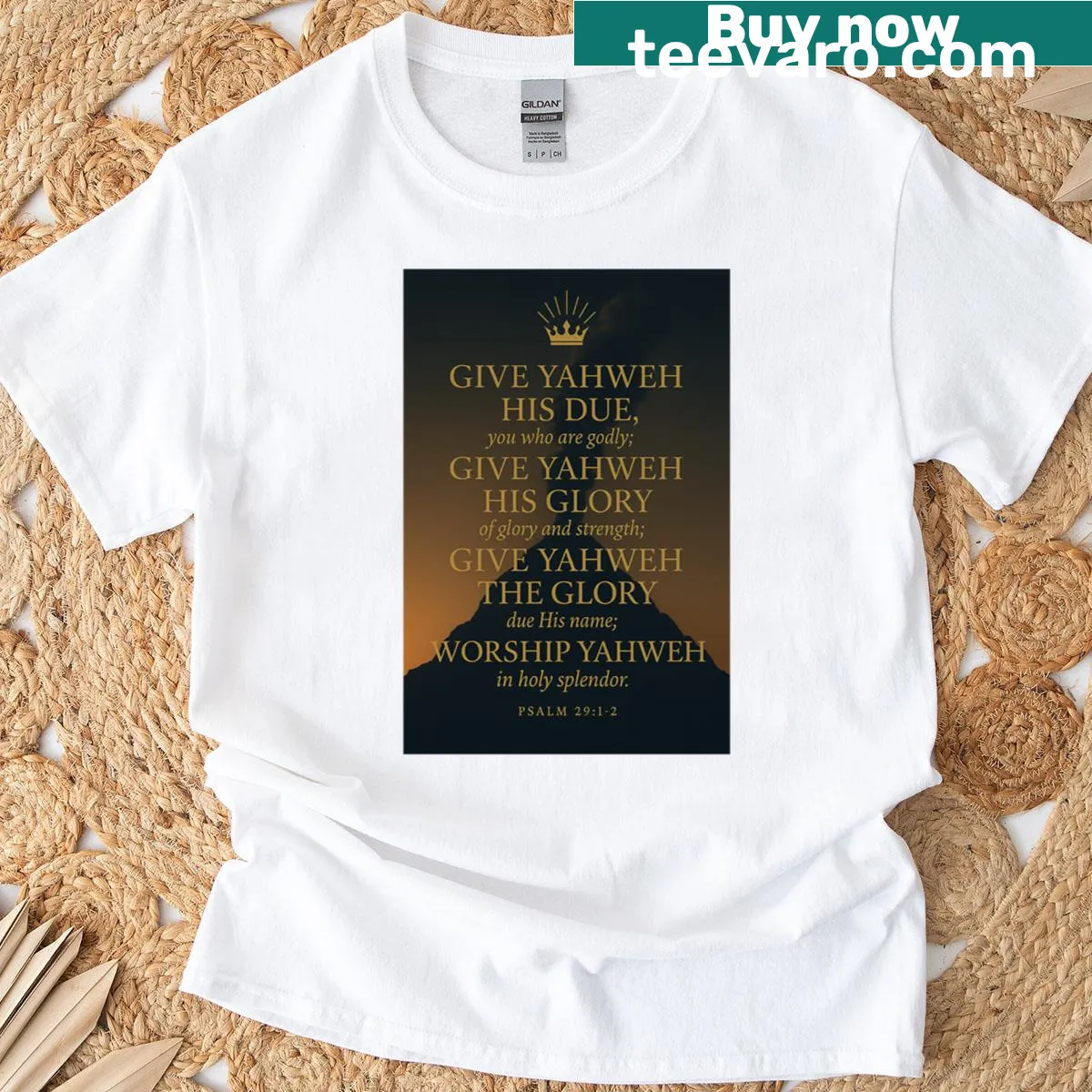 Psalm 29 t-shirt featuring inspirational text design. — on a men's t-shirt