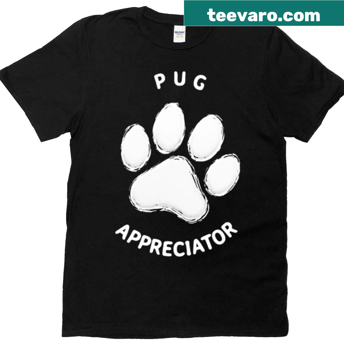 Illustrative Pug Appreciator T-shirt featuring a cute pug graphic — on a men's t-shirt