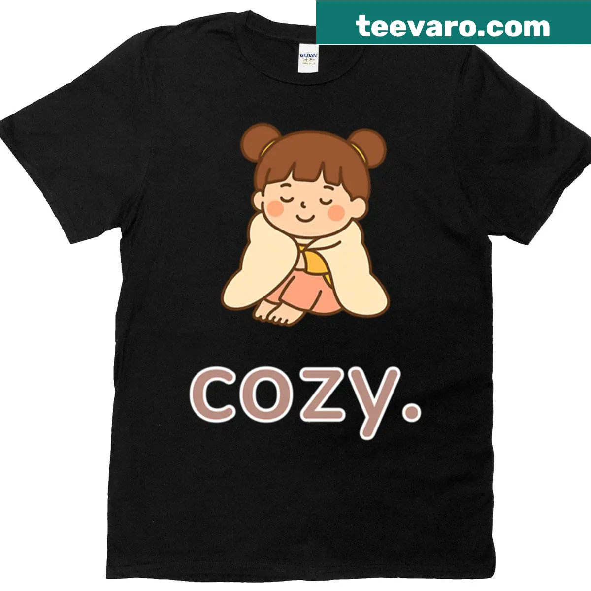 Cute chibi girl design on a cozy vibe T-shirt for comfort lovers. — on a men's t-shirt