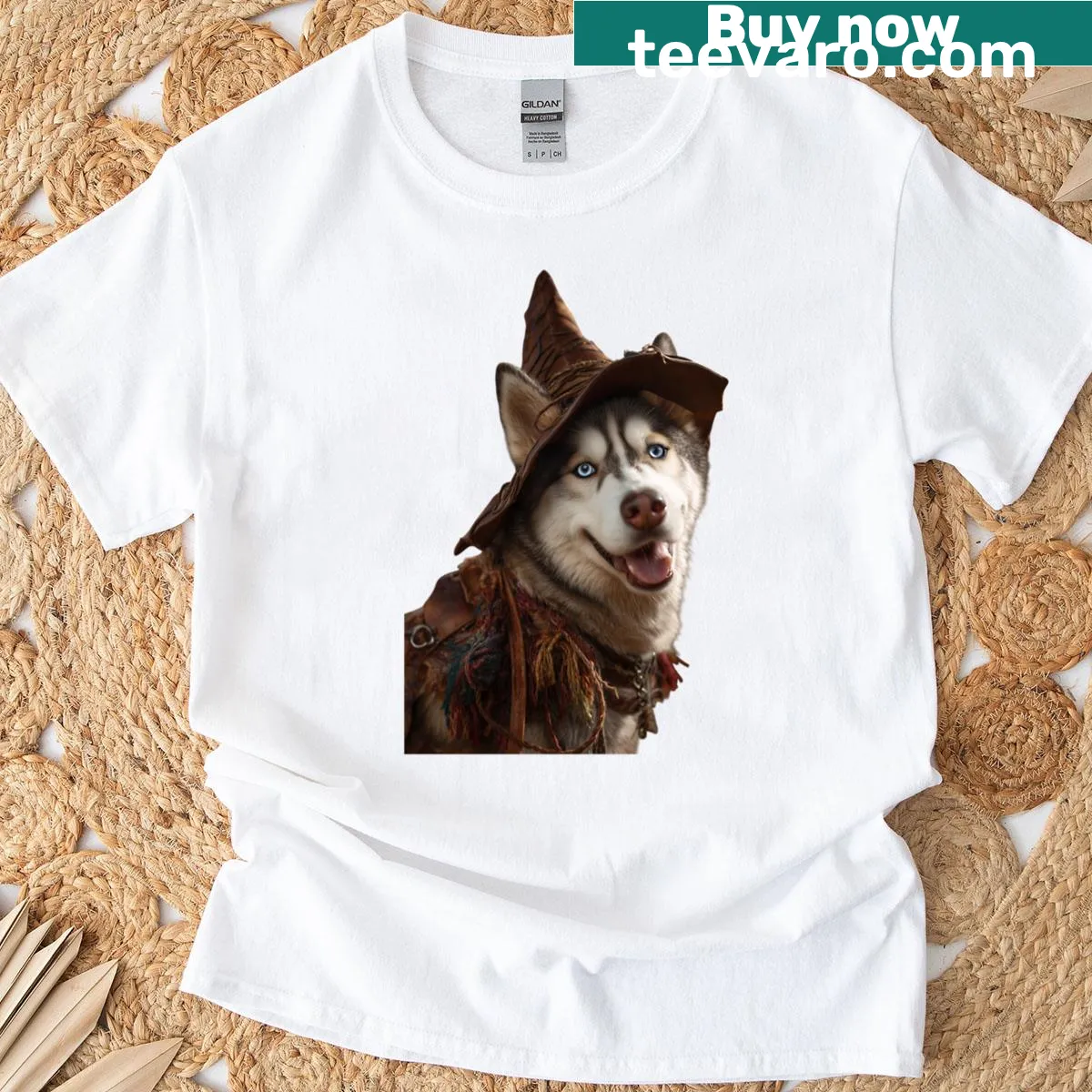 Renaissance Faire Dogs Sticker Collection t-shirt with whimsical illustration — on a men's t-shirt