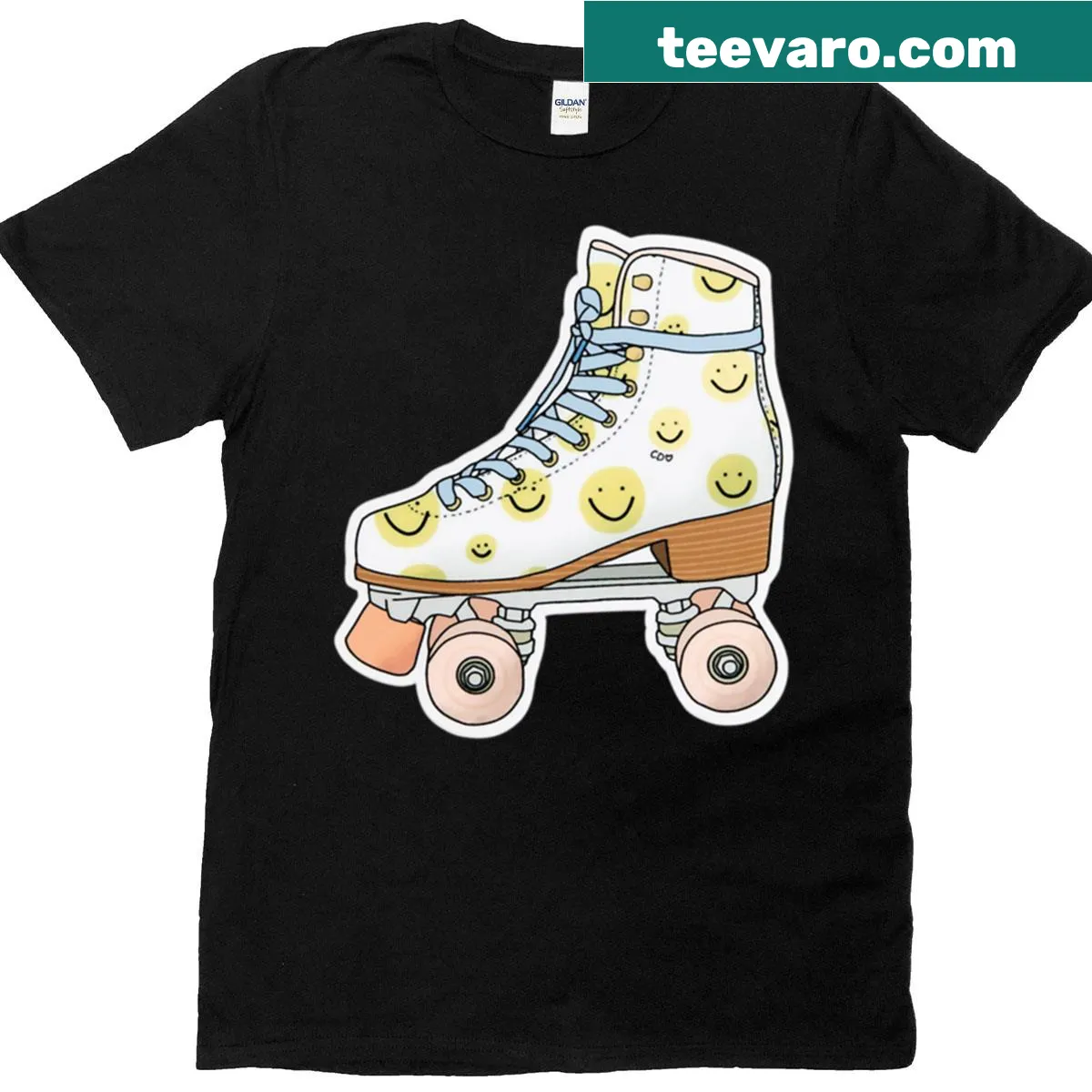 Vintage roller skate t-shirt with 70s vibes design — on a men's t-shirt