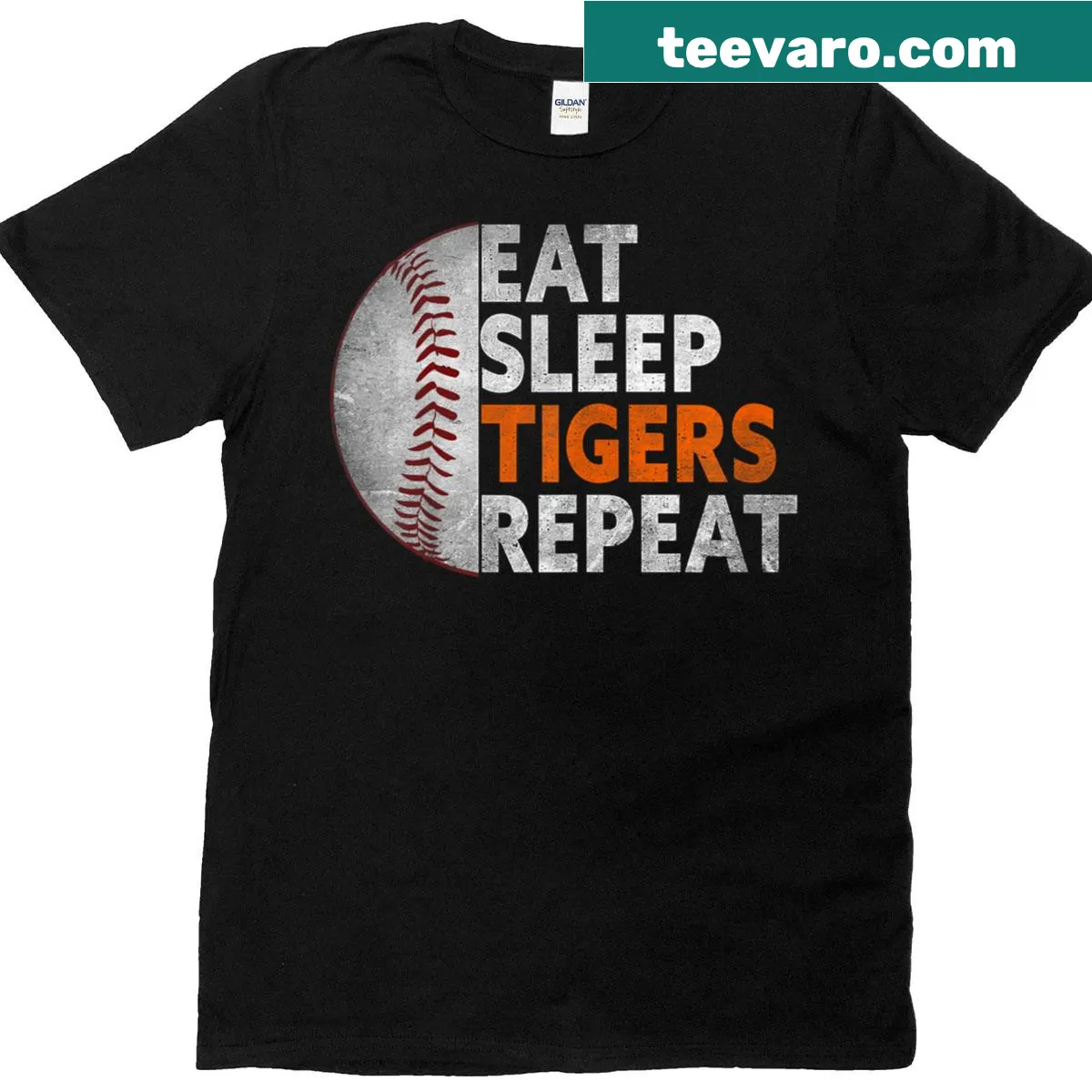 Vintage-style Tigers T-shirt with retro name graphic — on a men's t-shirt