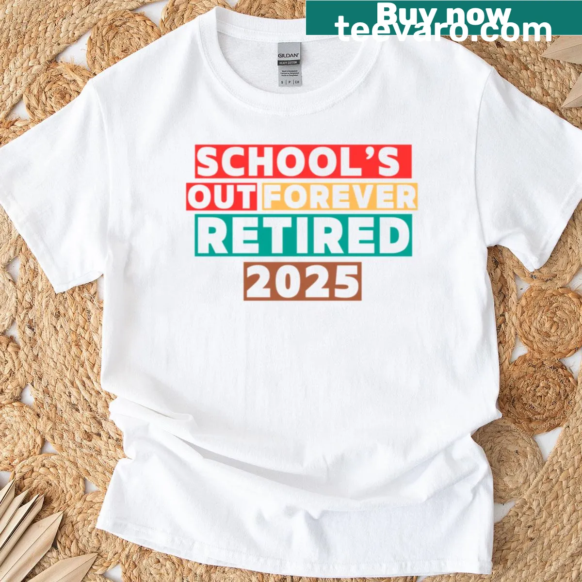 Witty Schools Out Forever-retired 2025 t-shirt — on a men's t-shirt