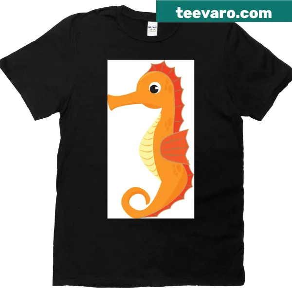 Detailed seahorse illustration t-shirt design