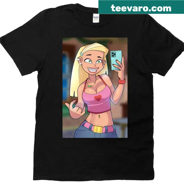 Playful Selfie illustration on a T-shirt by Sharon Spitz.