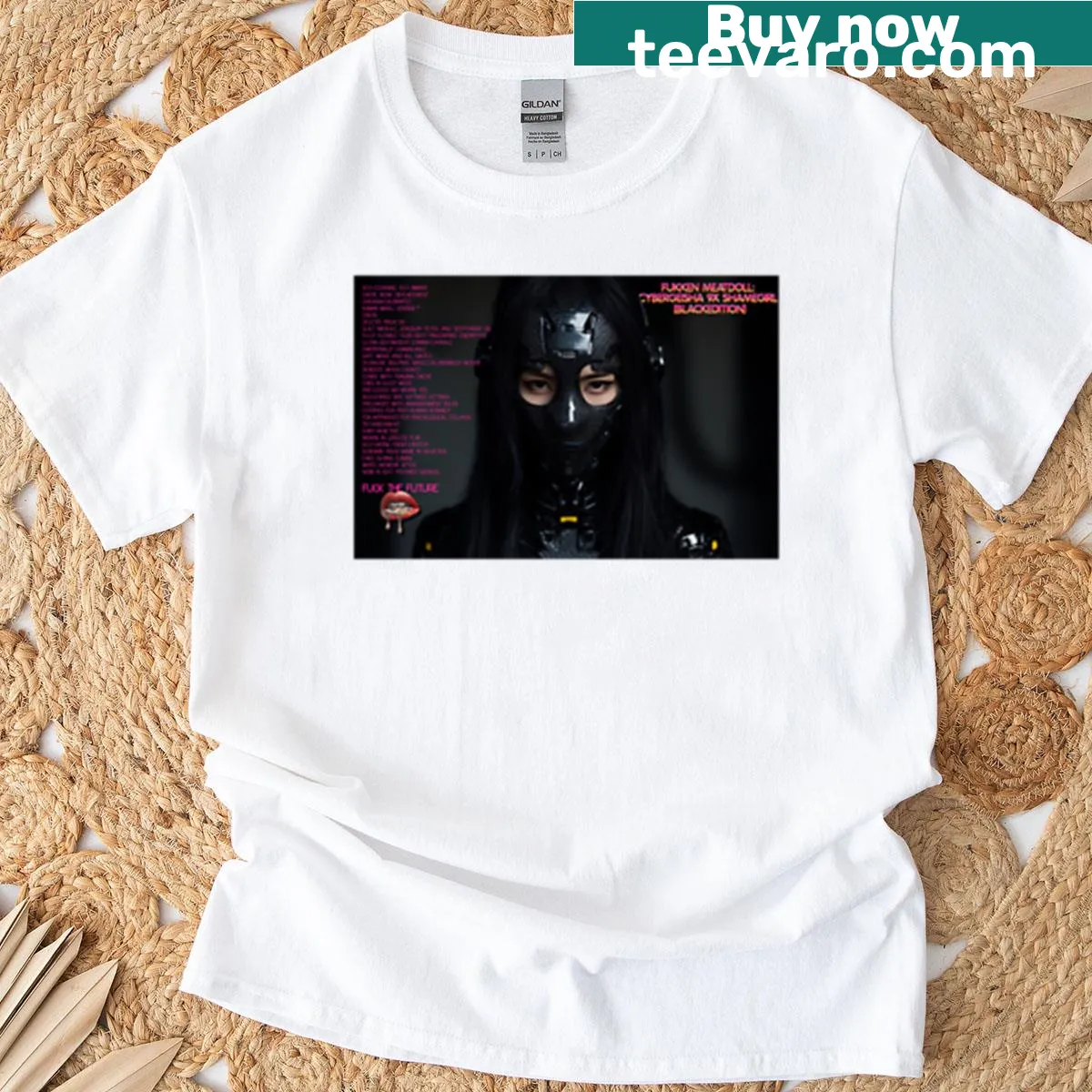 Unique cyberpunk-themed T-shirt with fantasy illustration — on a men's t-shirt