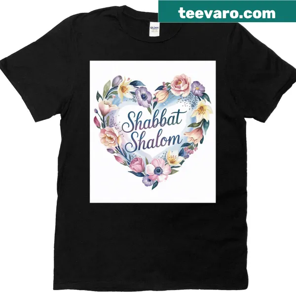 Serene illustration on Shabbat Shalom t-shirt