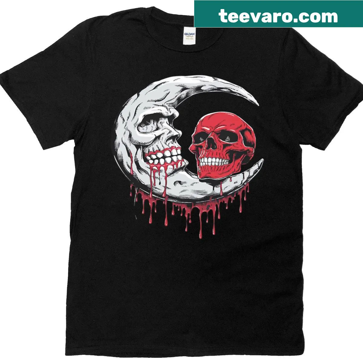 Oversized t-shirt with a skull and moon graphic design — on a men's t-shirt