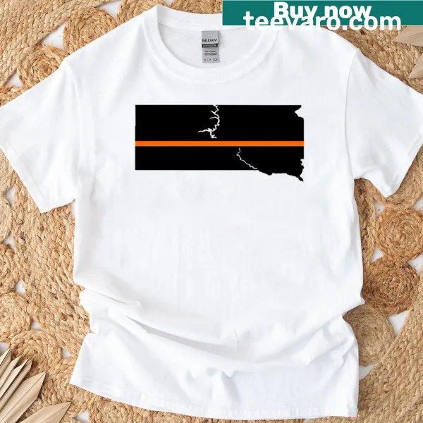 Thin Orange Line graphic on a patriotic T-shirt