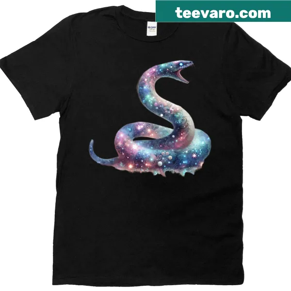 Illustration of a python in a sparkling nebula